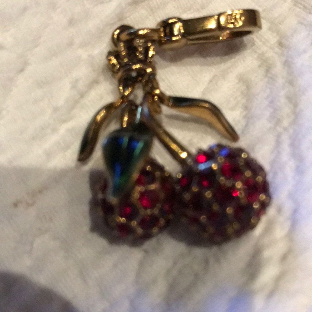 Cherries Charm with 3 Green Leaves